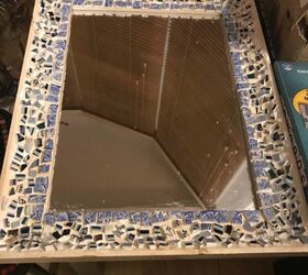 how to use up your broken china to decorate a mirror frame, Ready to grout