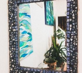 how to use up your broken china to decorate a mirror frame, Broken china mosaic mirror frame