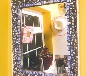 how to use up your broken china to decorate a mirror frame, Broken china mosaic mirror frame