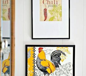 frame a rooster placemat and hang it on the wall