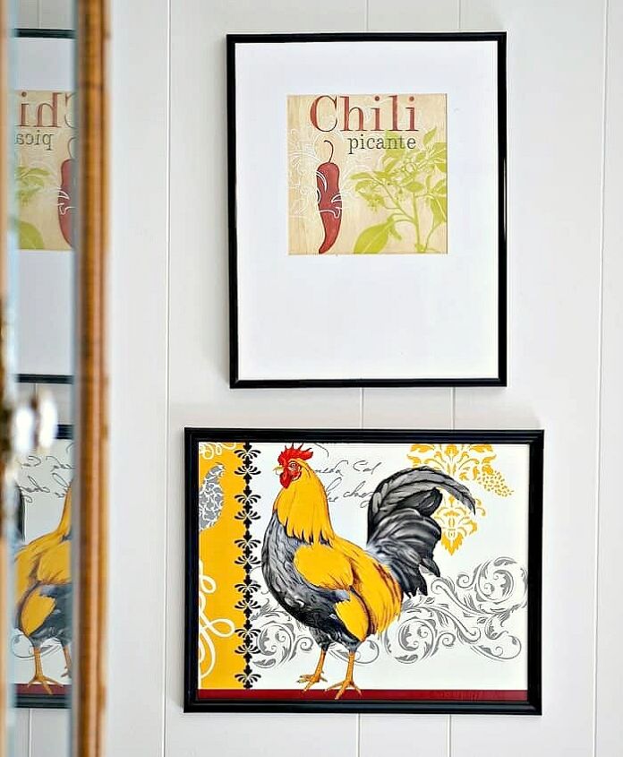 frame a rooster placemat and hang it on the wall