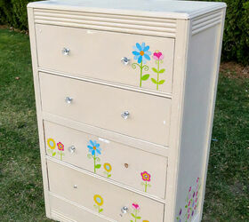 how to flip an outdated dresser into whimsical fabric with paint
