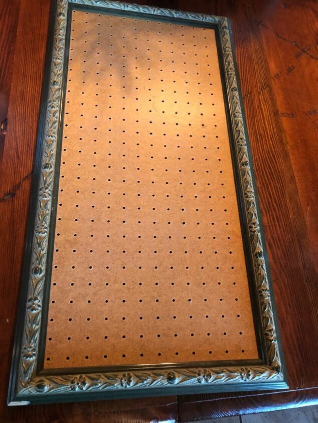 pegboard piece and ornate frame organizer, Starting to come together