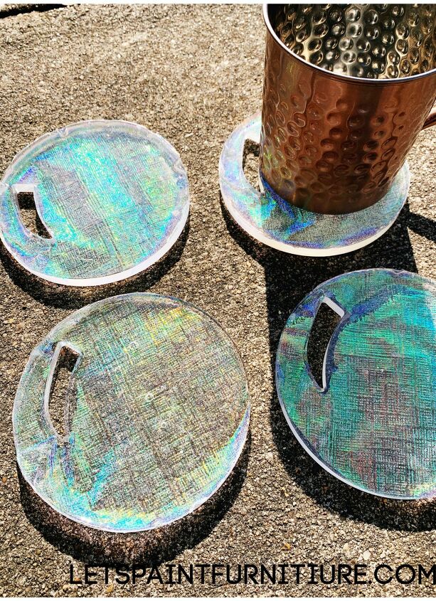 como fazer porta copos de resina iridescente