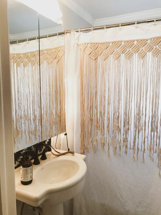 Macramé cheap shower curtain
