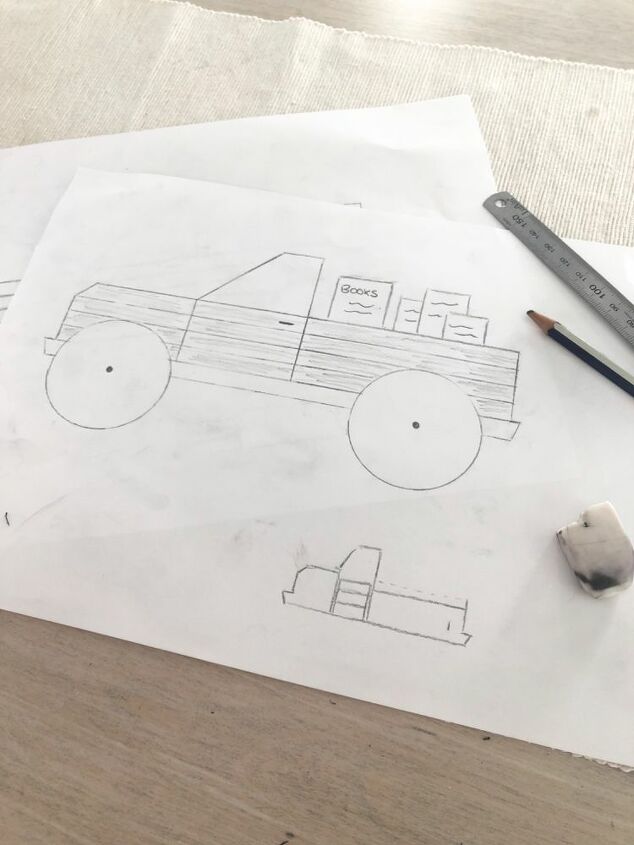 car ute truck bookshelf, Rough sketch of my idea