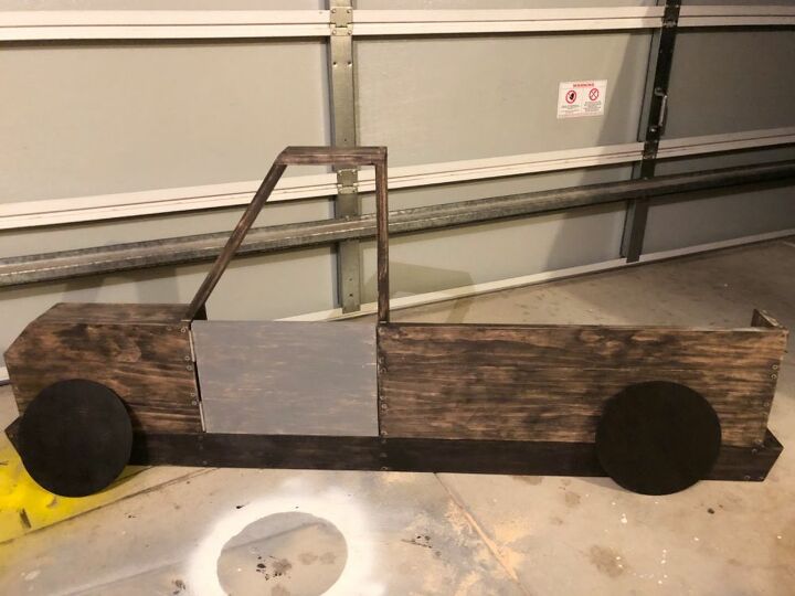 car ute truck bookshelf, Door painted grey with a wash affect