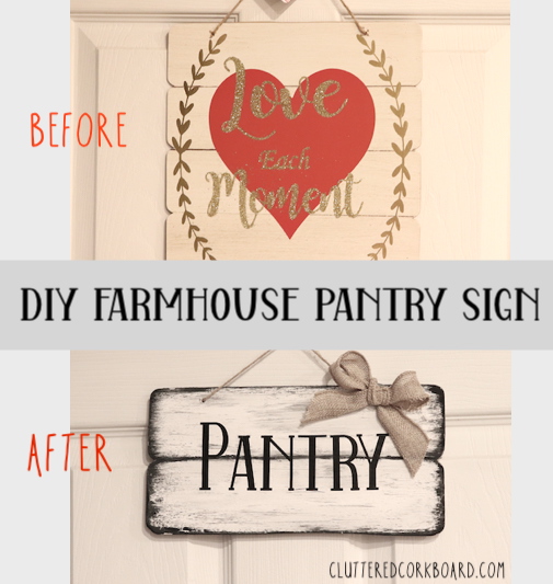 diy farmhouse style pantry sign kitchen diy clutteredcorkboard