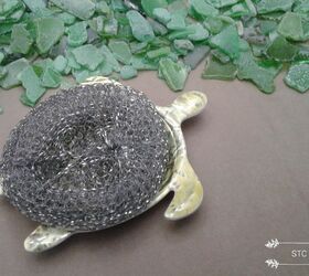 seaglass mosiacs turtle momma and babies, Turtle Scrubby Holder