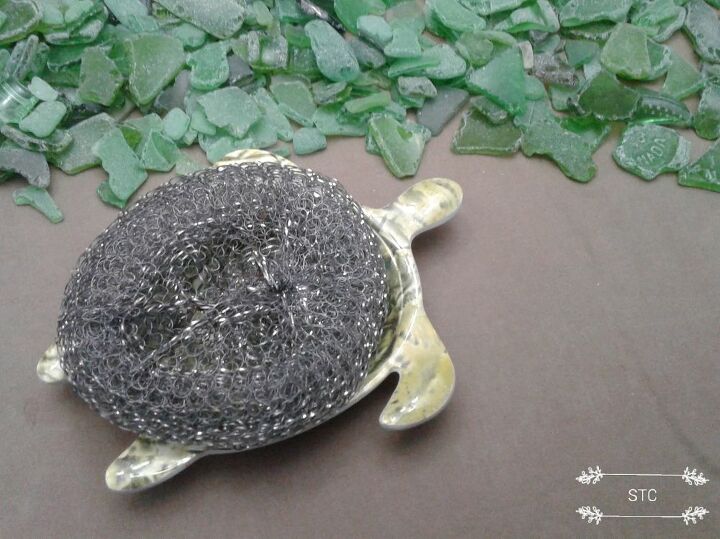 seaglass mosiacs turtle momma and babies, Turtle Scrubby Holder
