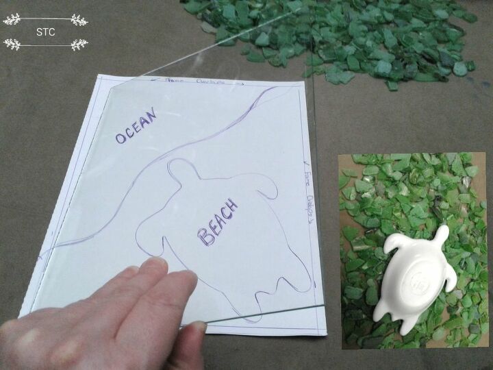 seaglass mosiacs turtle momma and babies, Making a template