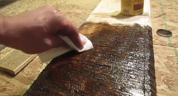 how to make raw wood beams, Wipe excess stain
