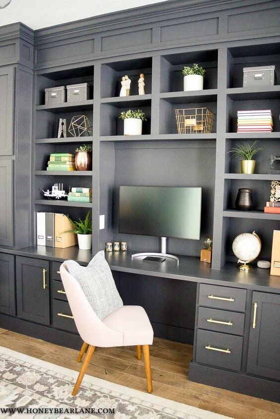 gorgeous diy office built ins reveal