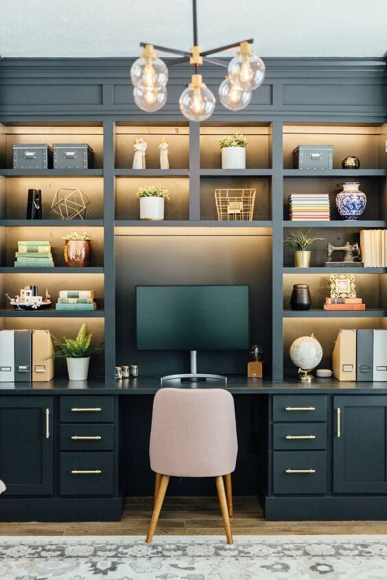 gorgeous diy office built ins reveal