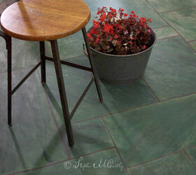 faux marble on a concrete floor, Marble tiles made with paint and stain