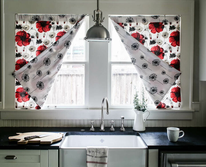 cortina reversible super facil de 4 costuras para cocinas y banos