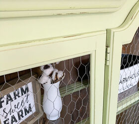 repurposed hutch top using dixie belle s farmhouse green, After Cabinet