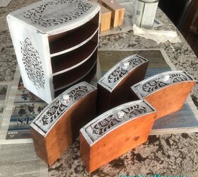 painting a hand carved wooden jewelry box in farmhouse white