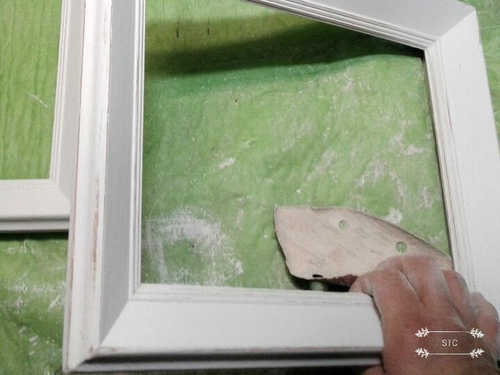 seaglass mosiacs turtle momma and babies, Distress with Sandpaper