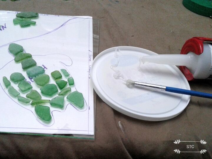 seaglass mosiacs turtle momma and babies, Silicone Glue Glass to Glass