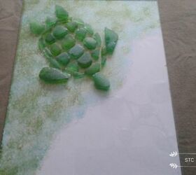seaglass mosiacs turtle momma and babies, Ocean Painted onto Glass