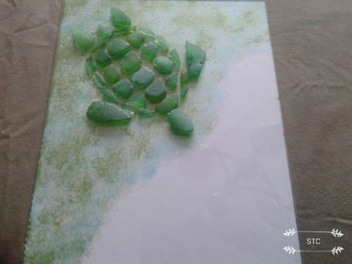 seaglass mosiacs turtle momma and babies, Ocean Painted onto Glass