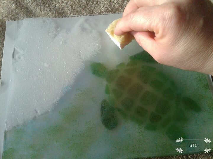 seaglass mosiacs turtle momma and babies, Mod Podge Applied