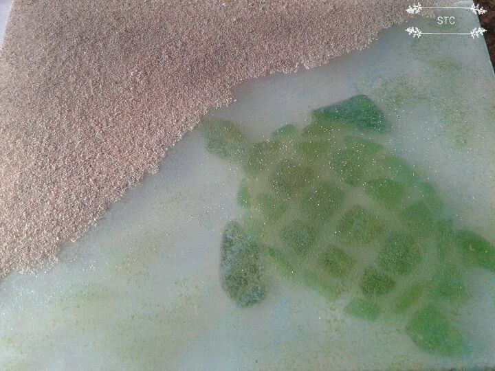 mosiacos de vidrio marino mam y bebs de tortuga, Playa de arena