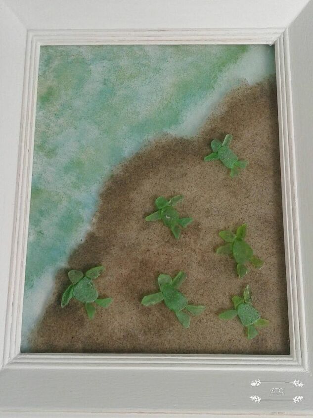 mosiacos de vidrio marino mam y bebs de tortuga, Primer plano de las cr as de tortuga