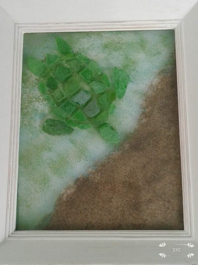 mosaicos de vidro do mar mame tartaruga e bebs, Detalhe da m e tartaruga