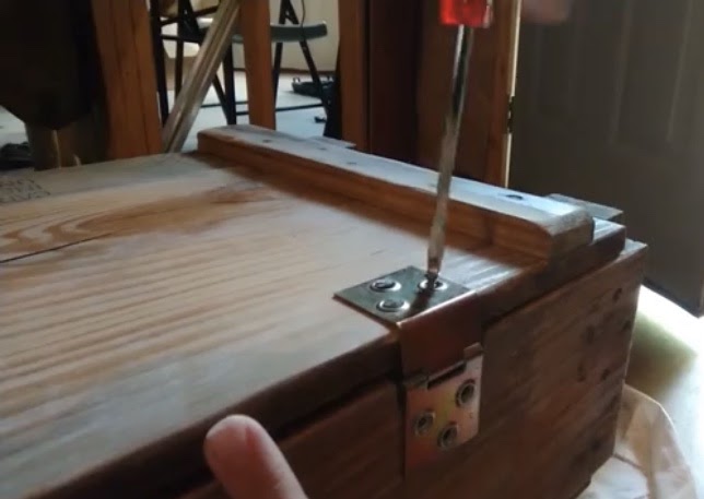 how to build a coffee table ottoman out of an ammunition crate, Clean Reinstall hardware