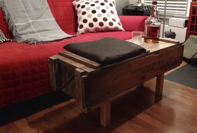 how to build a coffee table ottoman out of an ammunition crate, Display Accessorize