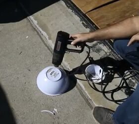 how to use dollar store bowls to make mushroom solar lights, Remove Plastic Bowls