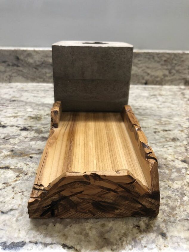 concrete and wood desk organizers