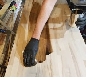 butcher block bench, Staining the butcher block
