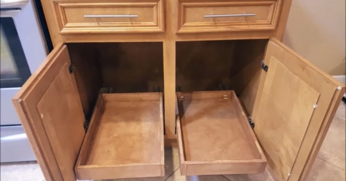 Diy Pull Out Cabinet Shelves, Add Pull Out Shelves To Kitchen Cabinets