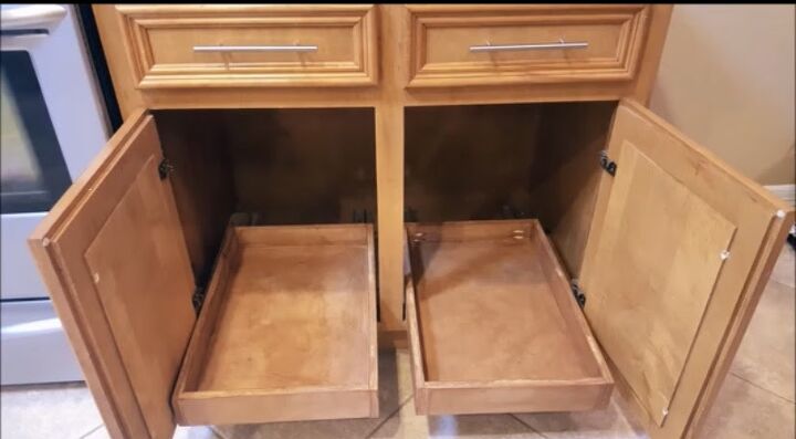 diy pull out cabinet shelves for under 30 each, DIY pull out shelving