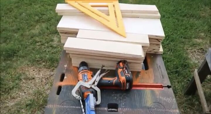 diy pull out cabinet shelves for under 30 each, Arrange Wood and Tools