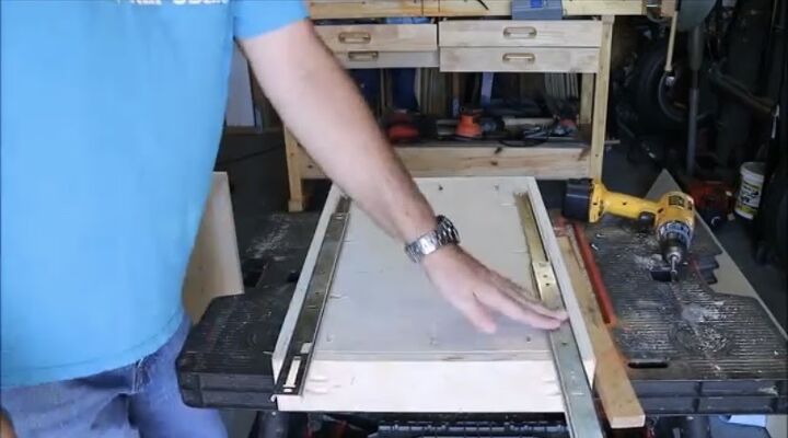 diy pull out cabinet shelves for under 30 each, Attach Drawer Slides to Shelf