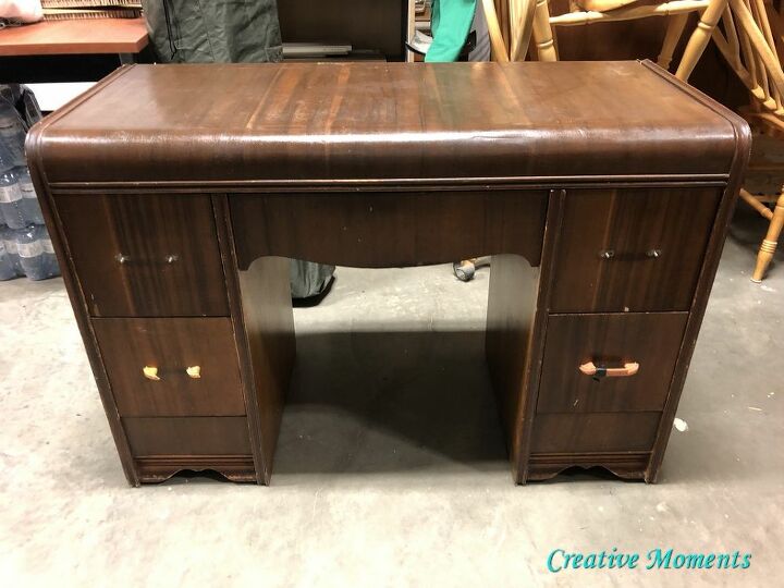 gorgeous green antique waterfall vanity makeover