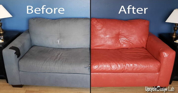 upcycled couch pintar la tapiceria por primera vez
