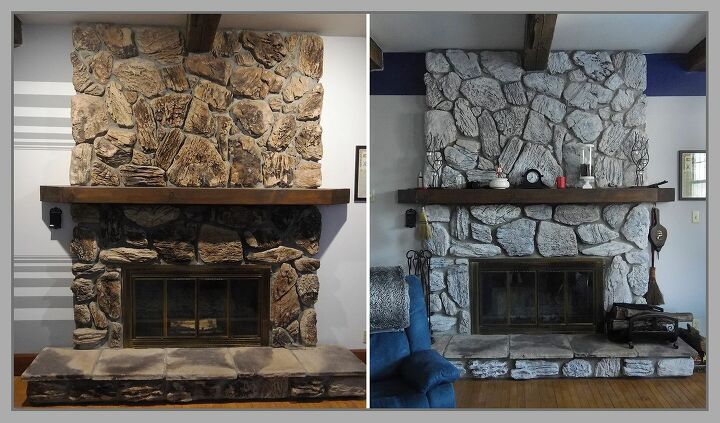 whitewashing a dark fireplace