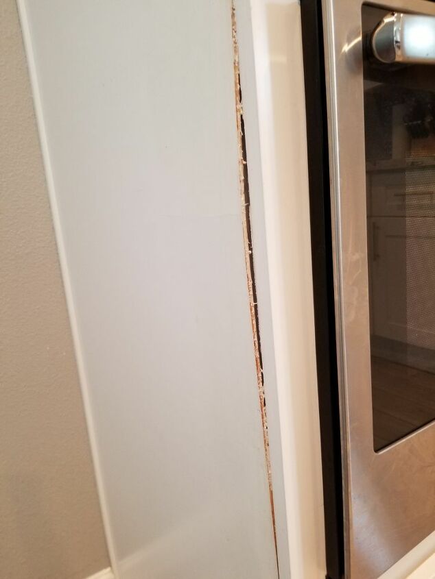 how can i repair bowing on the side of this double oven cabinet