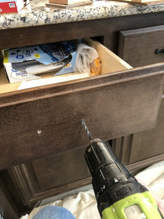 tips for accurately installing cabinet hardware, Drilling