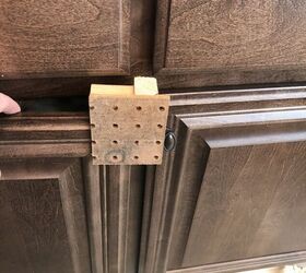 tips for accurately installing cabinet hardware, Jig in place for drilling