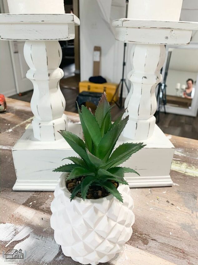 small entryway makeover, Candelabras and Succulent