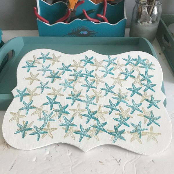 give a thrift store tray a coastal makeover