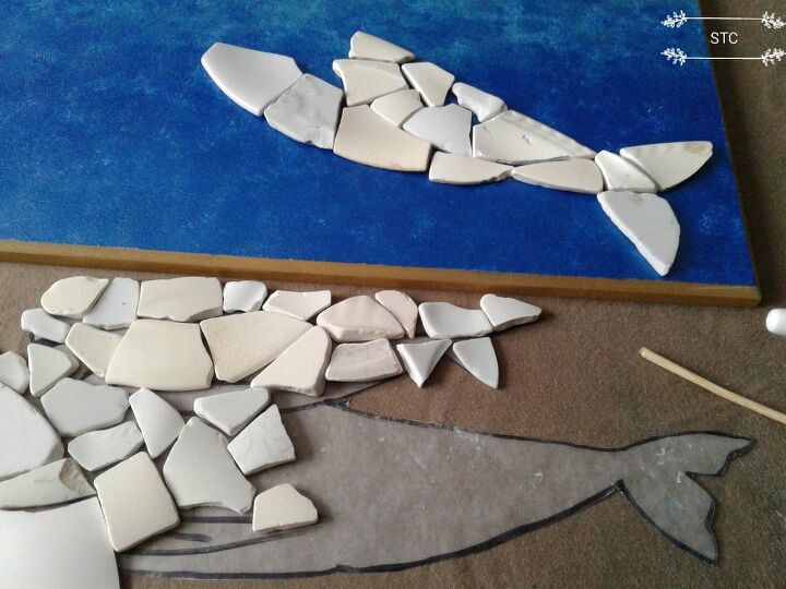 mosaicos de vidro do mar beb beluga e me, Cole e remonte no suporte