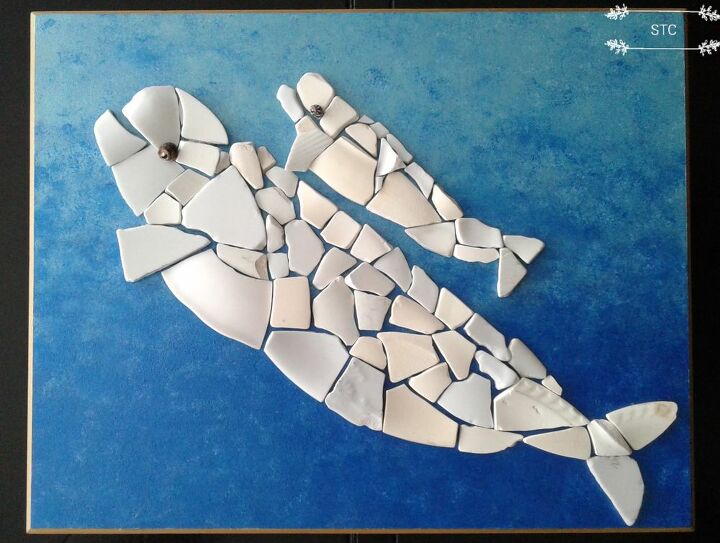 mosaicos de vidro do mar beb beluga e me, Par de talheres Belugas