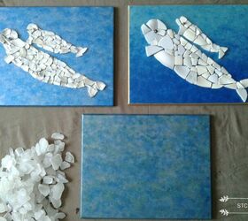 beluga momma s and babies created with beachcombed finds, Two Completed One Left To Create